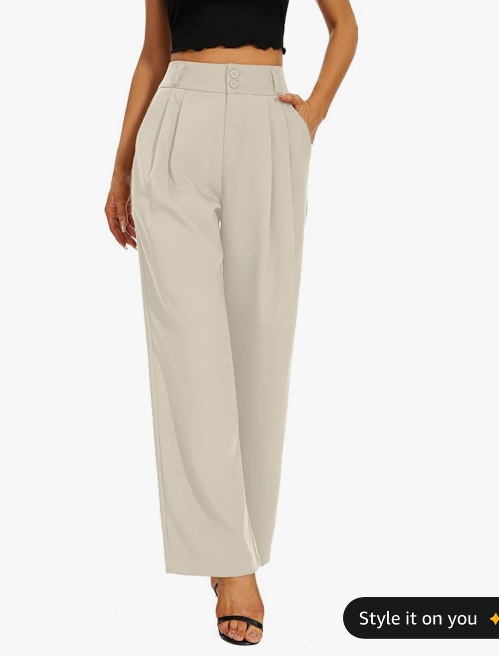 NWT! High-Waist Cream Wide Leg Pleated Dress Pants